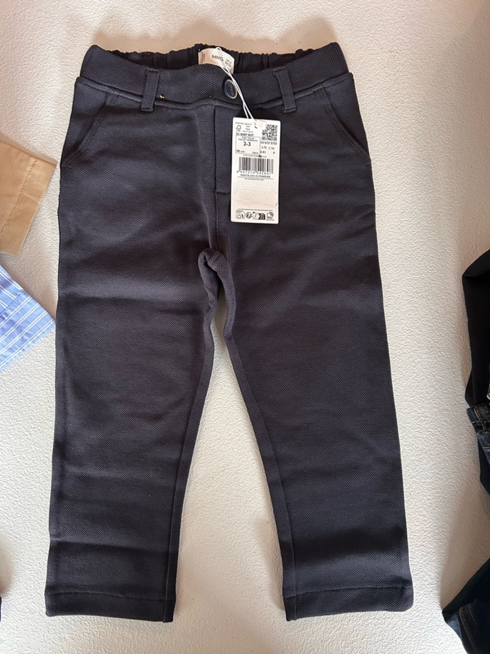 Mango Navy Textured Kids Leggings